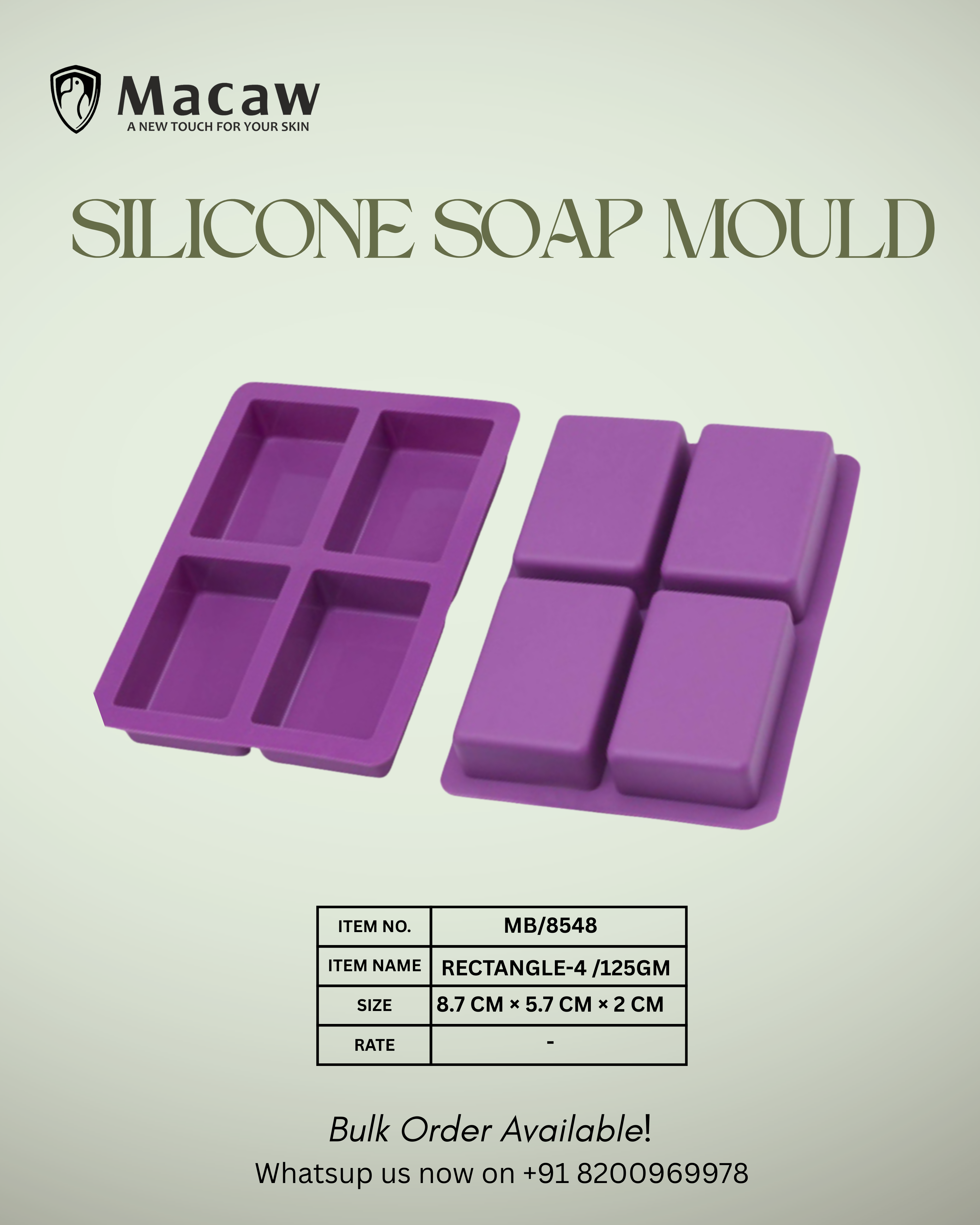 Soap Mould Rectangle 4 Cavity